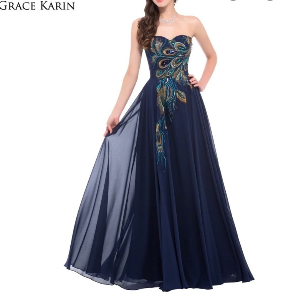 High-low Peacock formal dress